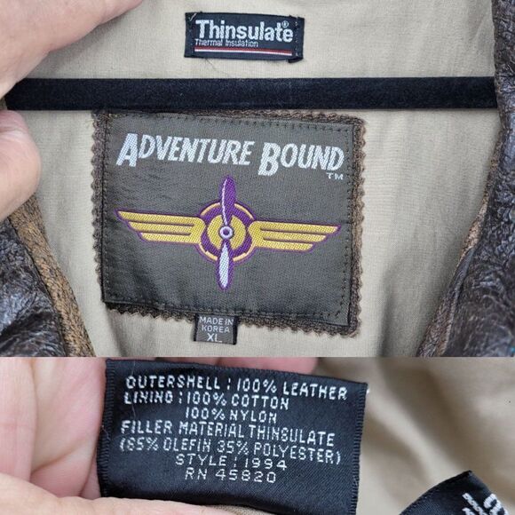 Vintage 80's Leather Jacket Flight Bomber Maverick Top Gun Distressed Brown XL - Picture 4 of 17